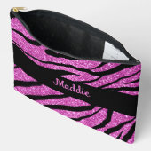 Glittery Pink Zebra Streifen Muster Zubehörtasche (Offen)