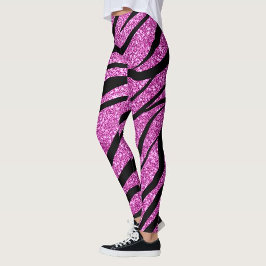 Glittery Pink Zebra Wildtier Muster Leggings (Links)