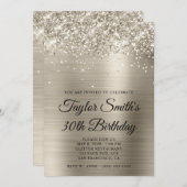 Glittery Platinum 30. Geburtstag Einladung (Vorne/Hinten)