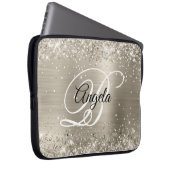 Glittery Platinum Brushed Foil Mit Monogramm Laptopschutzhülle (Vorne Rechts)