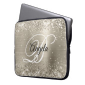 Glittery Platinum Brushed Foil Mit Monogramm Laptopschutzhülle (Vorderseite Links)