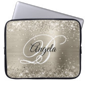 Glittery Platinum Brushed Foil Mit Monogramm Laptopschutzhülle (Vorderseite)