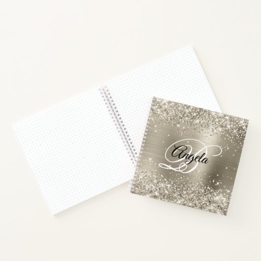 Glittery Platinum Brushed Foil Monogram Notizblock (Innenseite)