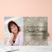 Glittery Platinum Foil 16 . Geburtstag Willkommen Acrylschild (Hochzeit)