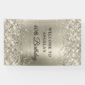 Glittery Platinum Foil 40. Geburtstag Vertikal Banner (Horizontal)