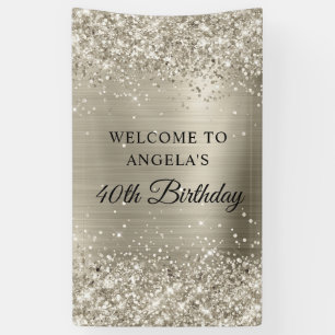 Glittery Platinum Foil 40. Geburtstag Vertikal Banner