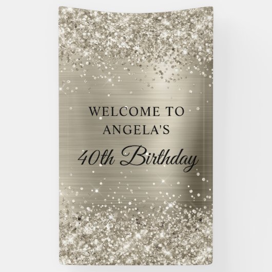 Glittery Platinum Foil 40. Geburtstag Vertikal Banner (Vertikal)