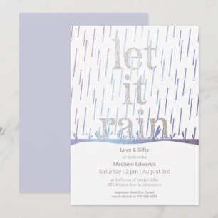 Glittery Rain Bridal Dusche Einladung