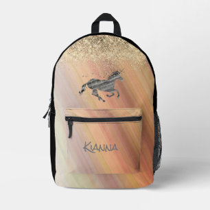 Glittery Rainbow Pastels Unicorn Personalisiert Bedruckter Rucksack