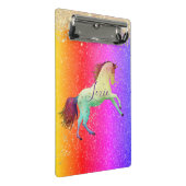 Glittery Rainbow Unicorn Mini Klemmbrett (Schrägansicht)