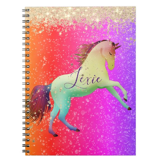 Glittery Rainbow Unicorn Notizblock (Vorderseite)