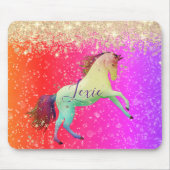 Glittery Rainbow Unicorn Personalisiert Mousepad (Vorne)