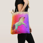 Glittery Rainbow Unicorn Personalisiert Tasche (Von Nahem)