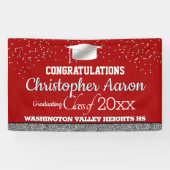 Glittery Red and Silver Abschluss Banner (Horizontal)