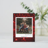 Glittery Red Background Polaroid Photo Christmas Postkarte (Stehend Vorderseite)