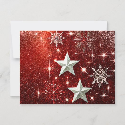 Glittery Red Background with Snowflakes Feiertagskarte (Vorderseite)
