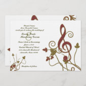 Glittery Red Gold White Music Hochzeit Einladung (Vorne/Hinten)