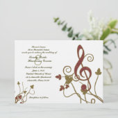 Glittery Red Gold White Music Hochzeit Einladung (Stehend Vorderseite)