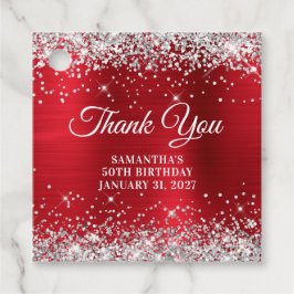 Glittery Red Monogram 50. Geburtstag Vielen Dank Geschenkanhänger