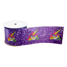 Glittery RegenbogenUnicorn kacken Emoji Band Satinband