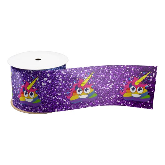 Glittery RegenbogenUnicorn kacken Emoji Band Satinband (Spule)