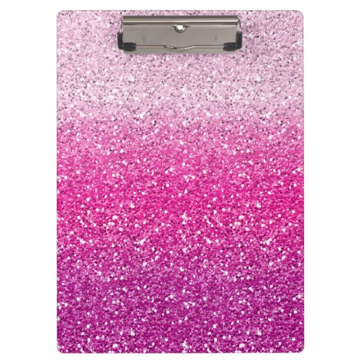 Glittery rosa Ombre Klemmbrett (Vorderseite)