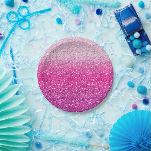 Glittery rosa Ombre Pappteller (Party)