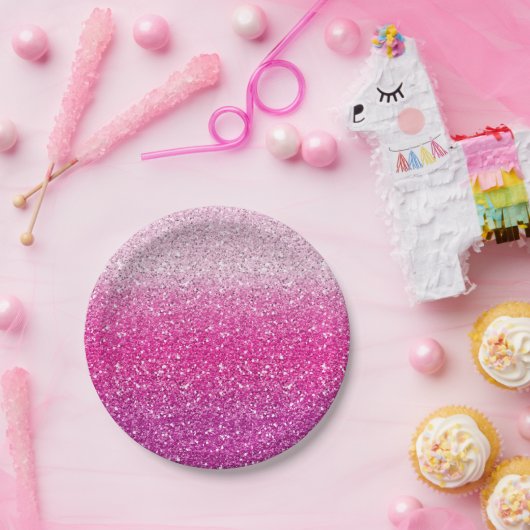 Glittery rosa Ombre Pappteller (Party)
