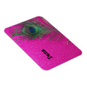 Glittery rosa Pfau-Feder Magnet (Rechte Seite)