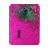 Glittery rosa Pfau-Feder Magnet (Vertikal)