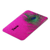 Glittery rosa Pfau-Feder Magnet (Linke Seite)