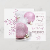 Glittery Rosa verziert modernes Weihnachten Einladung (Vorne/Hinten)