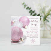 Glittery Rosa verziert modernes Weihnachten Einladung (Stehend Vorderseite)