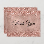 Glittery Rose Gold 40. Geburtstag Dankeskarte (Vorne/Hinten)