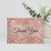 Glittery Rose Gold 50. Geburtstag Dankeskarte (Stehend Vorderseite)