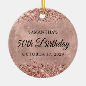 Glittery Rose Gold 50. Geburtstag Keramik Ornament (Vorne)