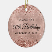 Glittery Rose Gold 50. Geburtstag Keramik Ornament (Links)