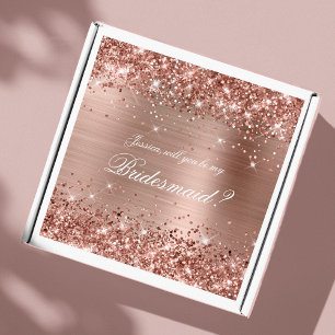 Glittery Rose Gold Bridesmaid Geschenkboxen Aufkleber