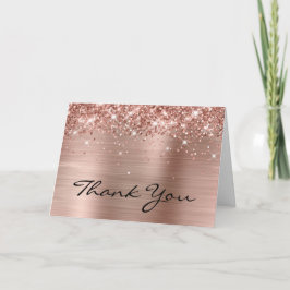 Glittery Rose Gold Elegant 60. Geburtstag Dankeskarte