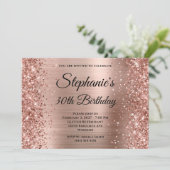 Glittery Rose Gold Extravagant Monogram 30. Geburt Einladung (Stehend Vorderseite)