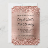 Glittery Rose Gold Extravagant Monogram 30. Geburt Einladung (Vorderseite)