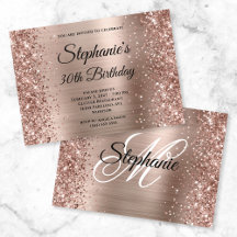 Glittery Rose Gold Extravagant Monogram 30. Geburt