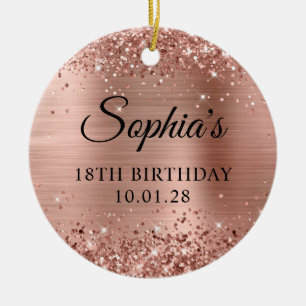 Glittery Rose Gold Foil 18. Geburtstag Foto Keramik Ornament