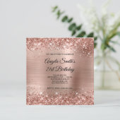 Glittery Rose Gold Foil 21. Geburtstag Einladung (Stehend Vorderseite)
