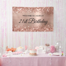 Glittery Rose Gold Foil 21. Geburtstag Willkommen