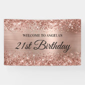 Glittery Rose Gold Foil 21. Geburtstag Willkommen Banner (Horizontal)