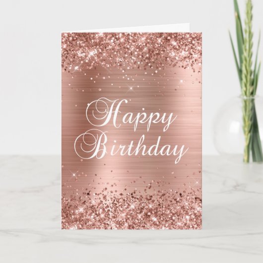 Glittery Rose Gold Foil 2 Happy Birthday Karte (Vorderseite)