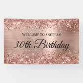 Glittery Rose Gold Foil 30. Geburtstag Willkommen Banner (Horizontal)