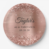 Glittery Rose Gold Foil 40 & Fabulous Pappteller (Vorderseite)
