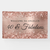Glittery Rose Gold Foil 40 & fabulous Willkommen Banner (Horizontal)